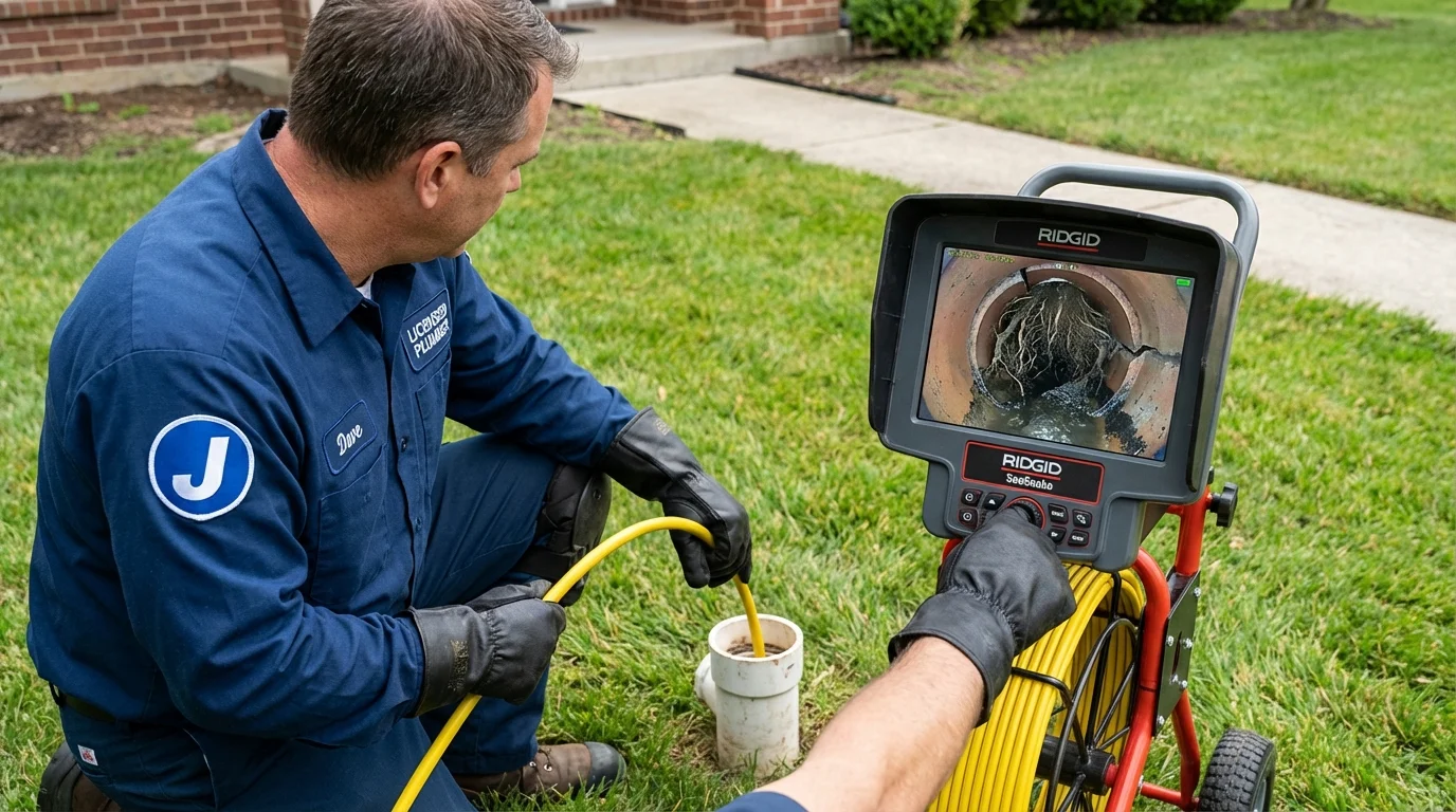 Sewer camera inspection being performed by Johns Plumbing LLC in Madras